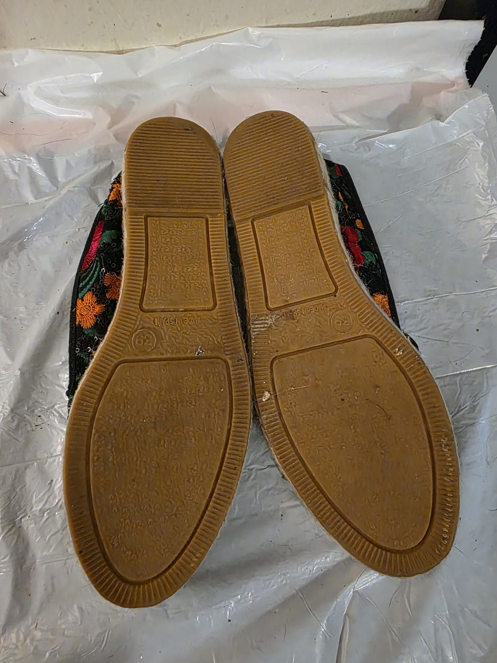 Anthropologie Black Embroidered Mules with Pink & Orange Floral Accents - Picture 4 of 4